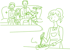 プライバシーを守りつつ家事や育児を共有、分担。共働きなどの外出時も安心。